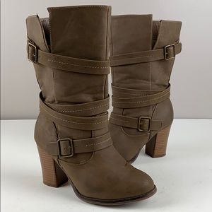 👢Apt 9 Makenzie Calf high stacked heel boots size 7
